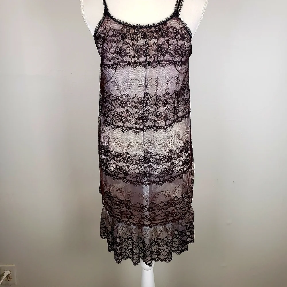Vintage Van Roalte Radcliffe Lace Negligee Set Nightie and Robe S Black EUC - Picture 9 of 16